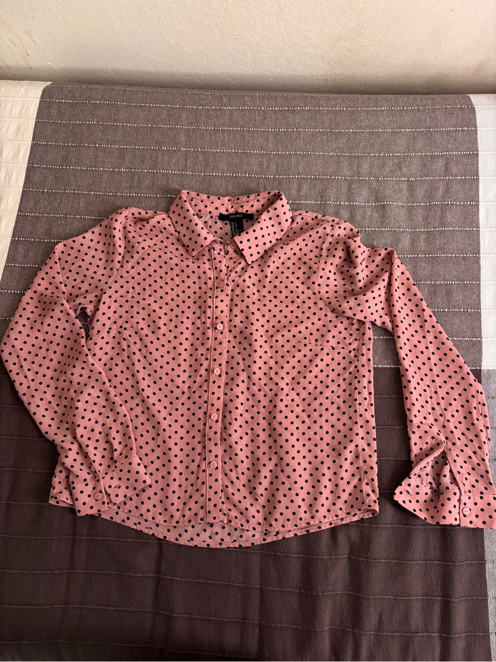 Women’s  Dusty Pink Polka Dot Button-Up Shirt